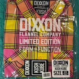 DIXXON Kush Kube Plaid Flannel Shirt - Pink and Yellow NEW IN BAG